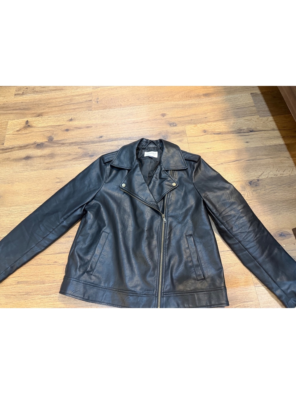 Universal Thread Women's Faux Leather Biker Jacket, Size Large, Black